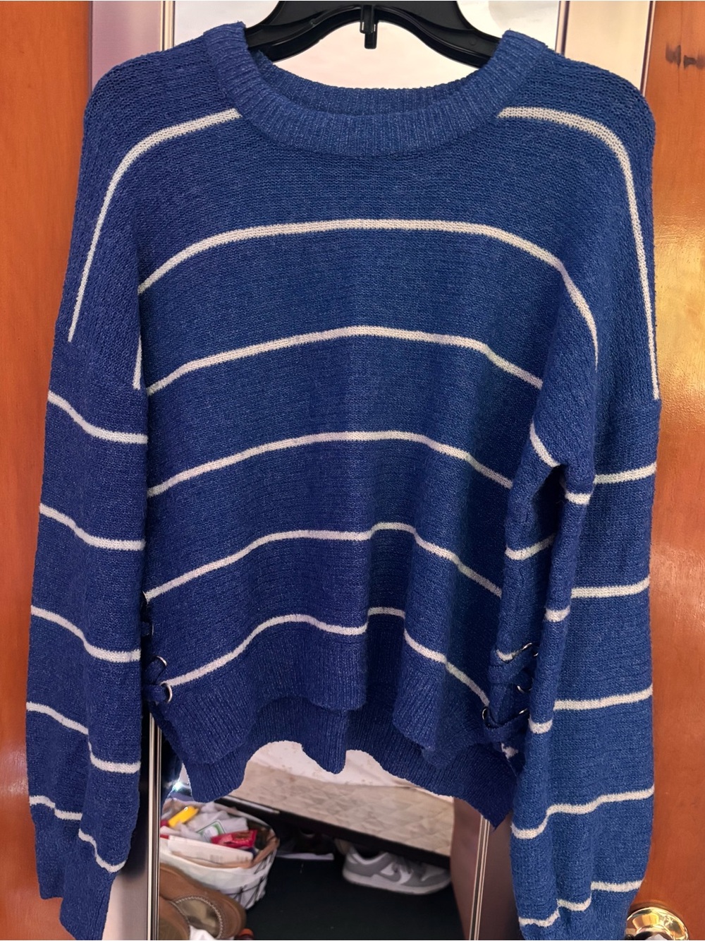 SO Blue and White Striped Knit Sweater